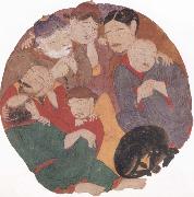unknow artist The Seven Sleepers in the cave of Ephesus with their dog France oil painting artist